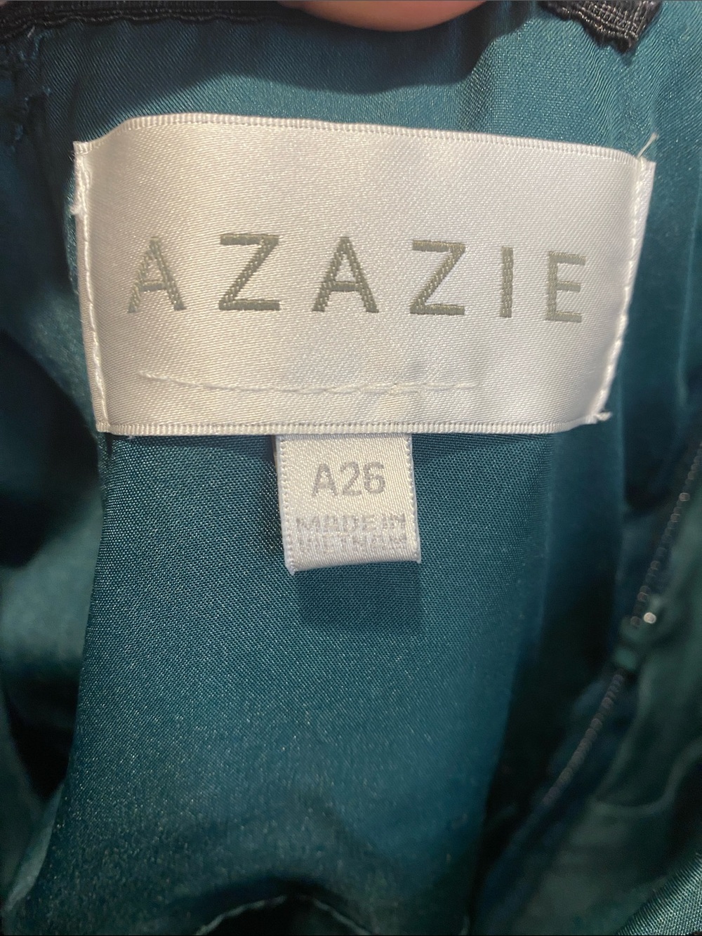 AZAZIE Teal Ruffle V-Neck Maxi Dress Gown Sx A26 - Picture 2 of 12